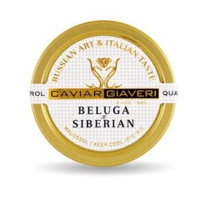Premium Beluga caviar with glossy black pearls in luxury presentation